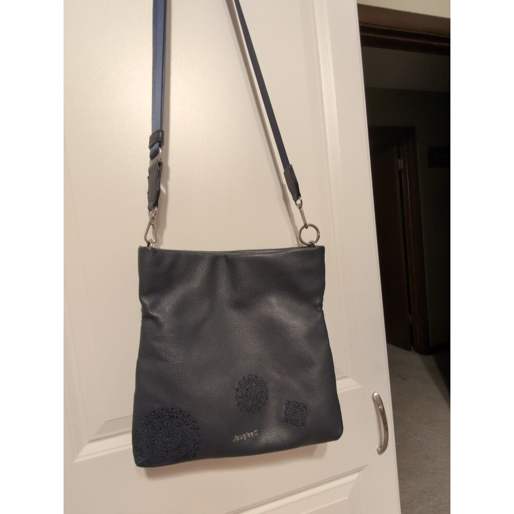 Desigual Navy Blue Mandala Embossed Messenger Crossbody Shoulder Bag Purse